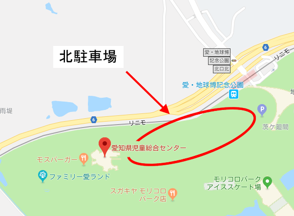 児童館(愛知県児童総合センター)の場所と北駐車場