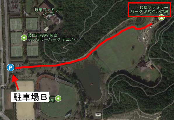 スポレクゾーンの駐車場B→ミワクル広場