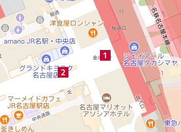 金時計と名古屋駅観光案内所の場所