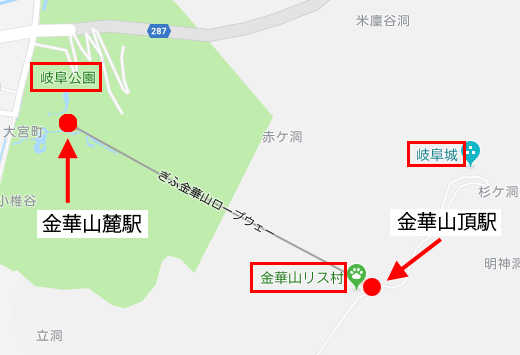 金華山ロープウェー周辺の地図