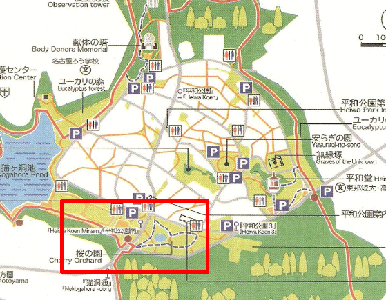 平和公園の桜の園の地図