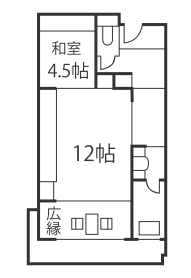 和室2間続き(12畳＋4.5畳)の間取り