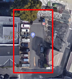 上から見たミウラ幅下1丁目パーキング