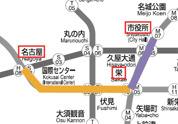 名古屋駅から市役所駅のマップ01