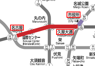 名古屋駅から市役所駅のマップ02