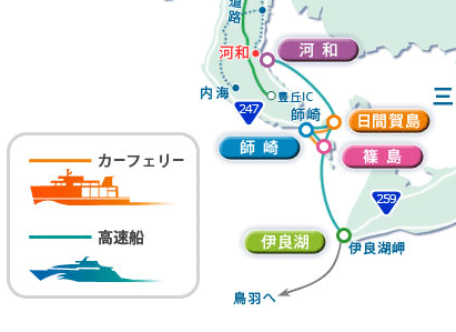 フェリーの航路図