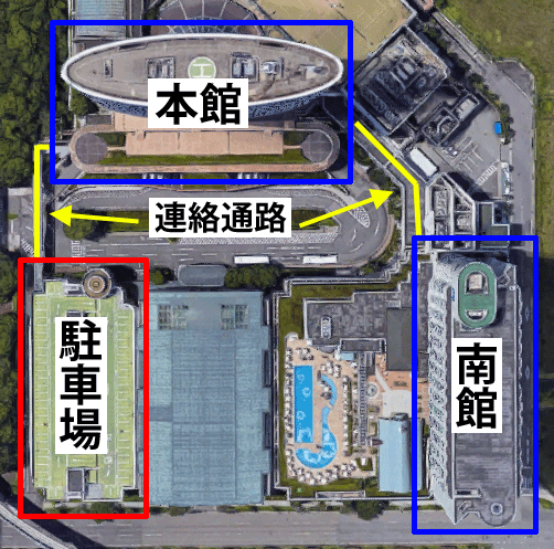 神戸ポートピアホテルの駐車場の地図