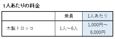 レールマウンテンバイクの車両の料金表02