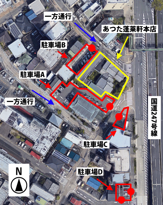 あつた蓬莱軒本店の駐車場マップ