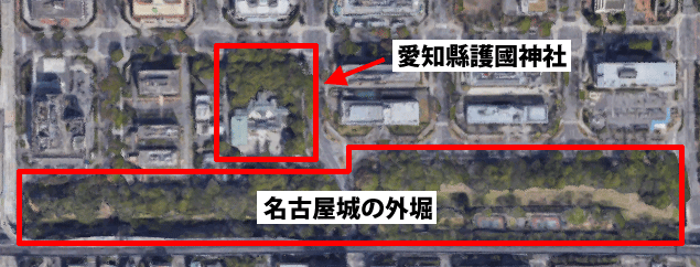 護国神社と名古屋城の外堀
