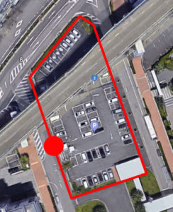 上から見たかもめりあ駐車場