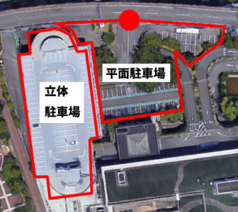 上から見たホテルオークラ神戸の駐車場