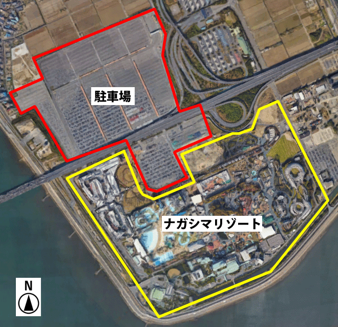 ナガシマリゾートの駐車場マップ