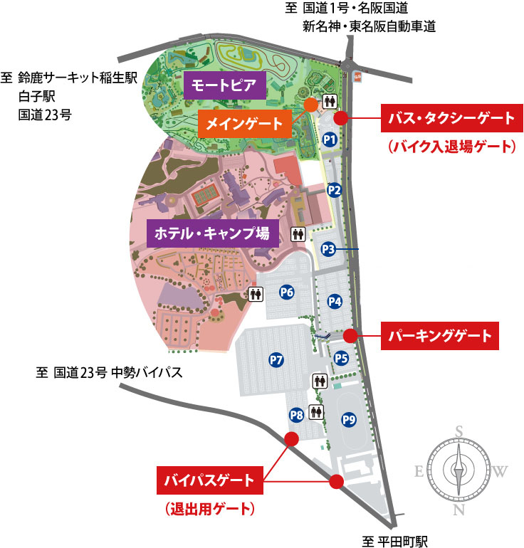 モートピアの駐車場の地図