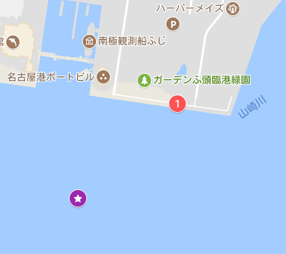 花火の打ち上げ場所とガーデン埠頭2号岸壁