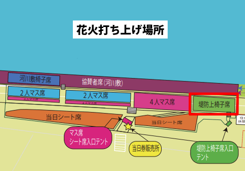 堤防上の椅子席の場所