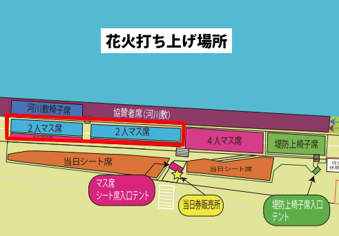 堤防上の2人マスの場所