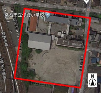 上から見た修得小学校