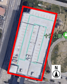 上から見た市役所西駐車場