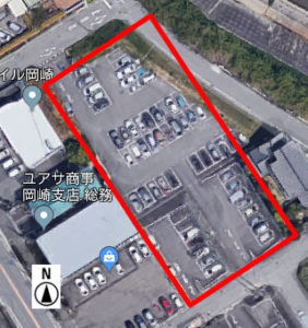 上から見た竜美丘会館駐車場