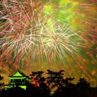 岡崎城と花火