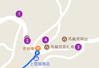 上入口付近の無料駐車場に関するマップ