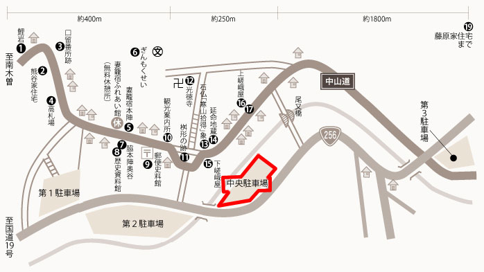 中央駐車場の地図