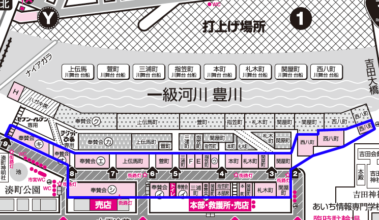 豊橋祇園祭の平面ブロック席