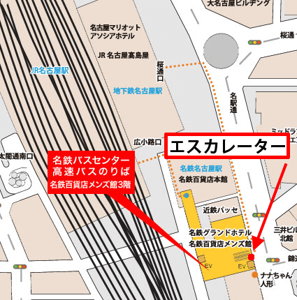 名鉄バスセンターのマップ