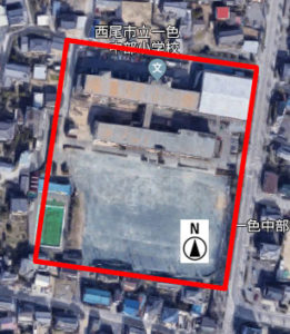 上から見た一色中部小学校