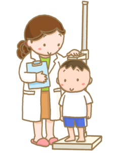 身長測定している男の子