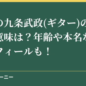 己龍の九条武政(ギター)のマスクの意味は？年齢や本名などのプロフィールも！